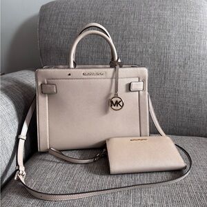 Michael Kors Tan Satchel and Wallet Set